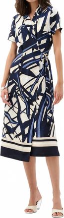 Joseph Ribkoff Abstract Wrap Shirt Dress In Vanilla/multi