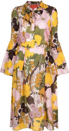 La DoubleJ Casanova floral-print midi dress - women - Cotton/Silk - L - Pink