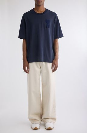 Ami Ami de Coeur Monogram Patch in 4011 Navy Blue/4011 at Nordstrom, Size Large