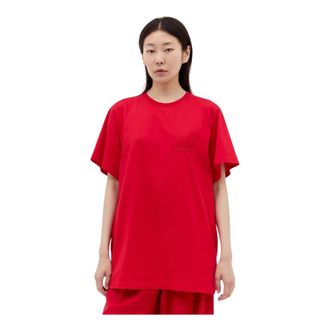 Max Mara Katoenen Jersey Logo Borduurwerk T-shirt - Dames - T-shirts - Rood - S - Katoen - Tops