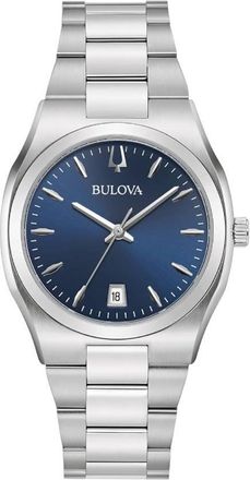 Bulova Classic Surveyor Quartz Blue Dial Ladies Watch 96M157