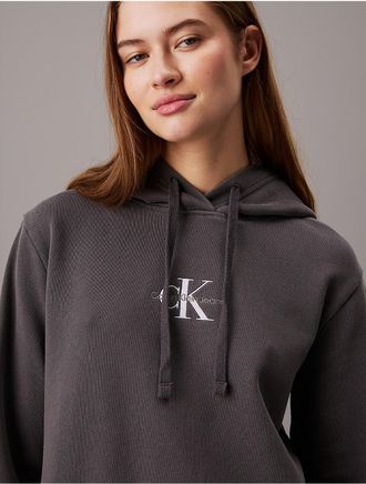 Calvin Klein Jeans Calvin Klein Womens Washed Monologo Relaxed Hoodie - Grey - XS