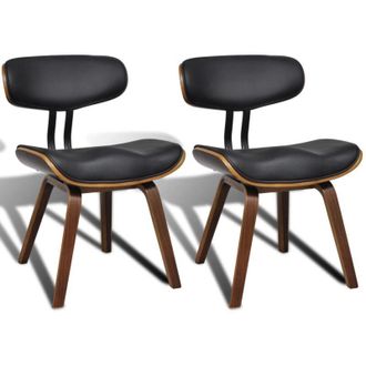 vidaXL Vidaxl - Sillas De Comedor 2 Unidades Madera Curvada Y Cuero Sint&eacute;tico