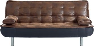 VENTE-UNIQUE.COM Sof&aacute; cama microfibra 3 plazas marr&oacute;n 190x96cm