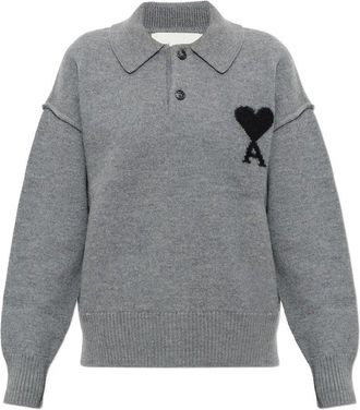 Ami Polo Sweater With Contrasted Ami de Coeur