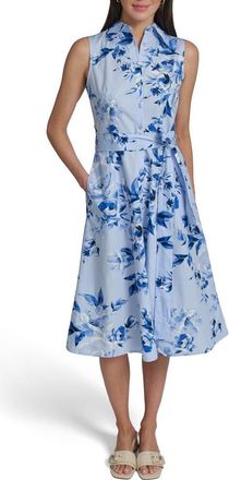 Calvin Klein Sleeveless Cotton Shirtdress in Chambray Multi at Nordstrom Rack, Size 14