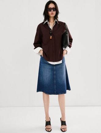 Mango Gonna midi denim blu scuro - Donna - XS - MANGO