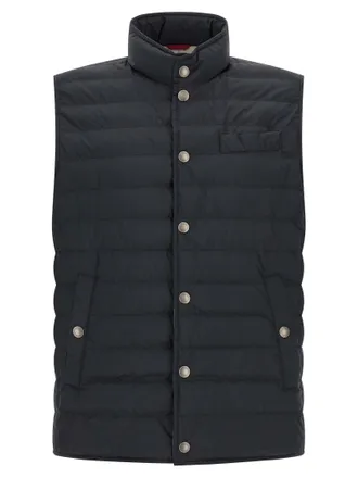 Brunello Cucinelli Blue Polyester Sleeveless Mens Jacket
