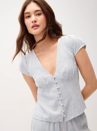 Twik Womens Linen-blend V-neck blouse