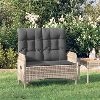 vidaXL Panca Reclinabile da Giardino Cuscini 107 cm Polyrattan Grigia - Vidaxl