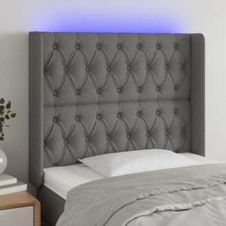 vidaXL Cabecero Con Led De Tela Gris Oscuro 93x16x118/128 Cm Vidaxl