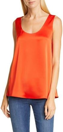 St. John Scoop Neck Liquid Satin Shell in Geranium at Nordstrom Rack, Size Petite