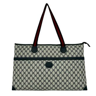 Gucci Navy Red Color Leather Pvc Handbag Tote Bag (Pre-Owned)