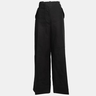 Gianfranco Ferre Vintage Black Linen Wide Leg Trousers