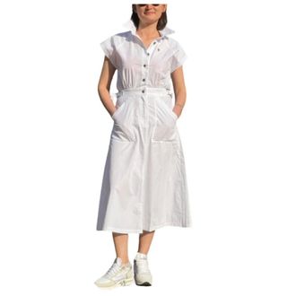 Aeronautica Aeronautica Militare, Midi Dresses, female, White, Size: L Long Poplin Dress