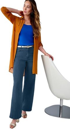 Jessica London True Fit Wide Leg Jean in Medium Stonewash at Nordstrom, Size 14