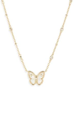 Kendra Scott Cailey Butterfly Pendant Necklace in Gold Ivory Mother Of Pearl at Nordstrom