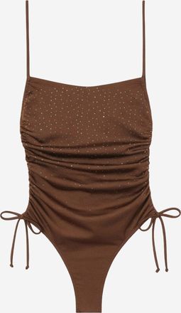 MC2 Saint Barth Womens One-Piece Swimsuit With Side Ties, Brown Polyamide Swimwear Sea Clothing