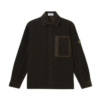 Stone Island Corduroy Overshirt - Heren - Casual Overhemden - Grijs - M - Katoen - Overhemden