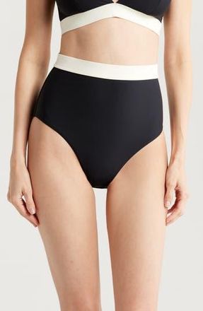 Bondi Born Lina Colorblocked Bikini Bottoms in Black Contrast at Nordstrom Rack, Size Medium