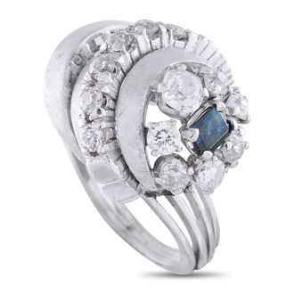 Luxury Bazaar 18K White Gold 1.50ct Diamond and Sapphire Ring MF04-050626