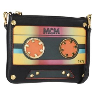 MCM Pre-owned Cross Body Bags, female, Black, Size: ONE SIZE Pre-owned Leather Shoulder Bag