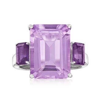 Ross-Simons Emerald-Cut Amethyst Ring in Sterling Silver