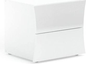 Dmora Comodino Aku, Tavolino da notte con 2 cassetti, Mobiletto per camera da letto, 100% Made in Italy, cm 50x40h41, Bianco lucido - Dmora
