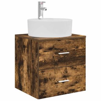 vidaXL Vanidad Con Lavabo De Pared Roble Ahumado 49,5 X 44,5 X 65 Cm Vidaxl