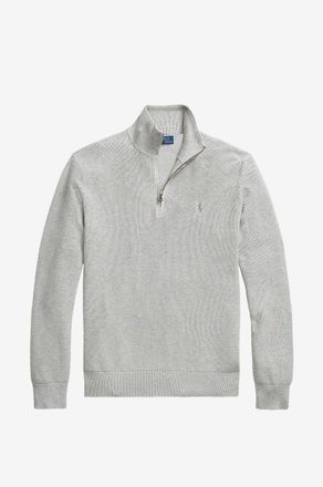 Polo Ralph Lauren Piqu&eacute;-Strick-Pullover mit Stehkragen und Reissverschluss Pony