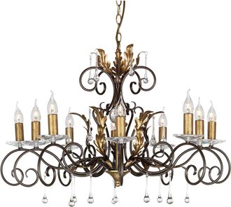 Netlighting Amarilli 10 Light Chandelier Bronze Gold Floral Leaves Design E14