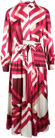 Think White/Fuchsia Polyester Dress