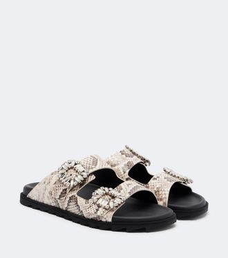 Roger Vivier Slidy Viv snake-print leather sandals