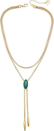 Vince Camuto Faux Stone Layered Y-Necklace in Goldtone/Malachite at Nordstrom Rack