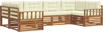 vidaXL Conjunto De Sof&aacute;s De Exterior 6 Uds. Natural Y Crema Vidaxl