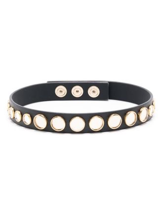 Patrizia Pepe Micro Mirrors leather choker - women - Calf Leather/Copper - One Size - Black