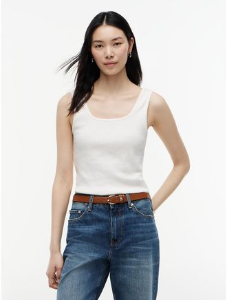 Tommy Hilfiger Womens Pointelle Tank Top - White - XXL