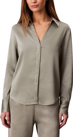 Calvin Klein Hammered Satin Fitted Shirt