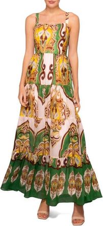 Melloday Tiered Maxi Dress in Green Multi at Nordstrom, Size X-Small
