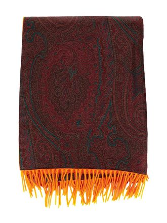 Etro paisley-pattern fringed scarf - unisex - Viscose/Silk - One Size - Brown