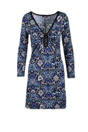 Lvl Level Vibes Level Blue V-Neck Viscose Dress