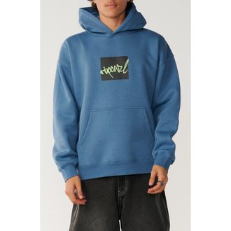 Rip Curl Rip Script Oversize Fleece Hoodie in Bluefin at Nordstrom, Size Xx-Large