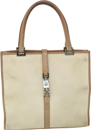 Gucci Gg Canvas Beige Canvas Handbag (Pre-Owned)