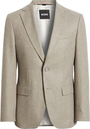 BOSS Hutson Brushed Wool & Cashmere Sport Coat in Open Grey at Nordstrom, Size 36 Regular