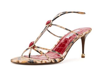 Steve Madden Ramos Womens Sandals Red/Brown Print Stone : 9.5 M, Synthetic