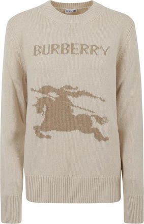 Burberry Truien & Vesten, Dames, Bruin, M, Wol, Wollen trui met kasjmier