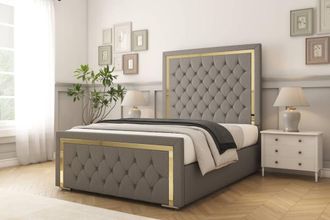 Comfort Beds Sofia Gold Dumfries Bed Frame With Mattress-50 Upholstered in Light Grey | Size: Single