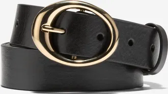 Cole Haan Womens 31MM Oval Centerbar Belt - Black Size Medium