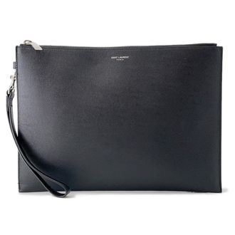 Saint Laurent Black Leather Clutch Bag (Pre-Owned)
