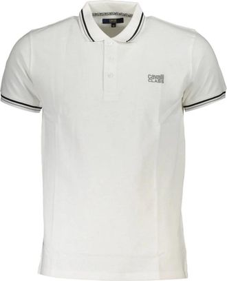 Cavalli Wit Katoenen Poloshirt met Print - Heren - Polos - Wit - 2XL - Katoen - Tops